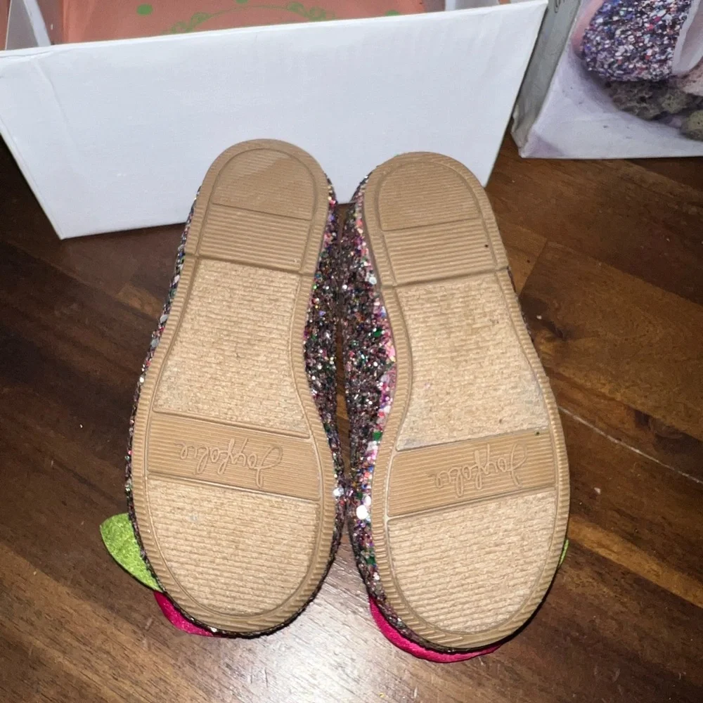 Joyfolie Sequin Chiffon￼ Rose Ballerina￼ Flats New in Bow & Clip sz 5-6 toddler